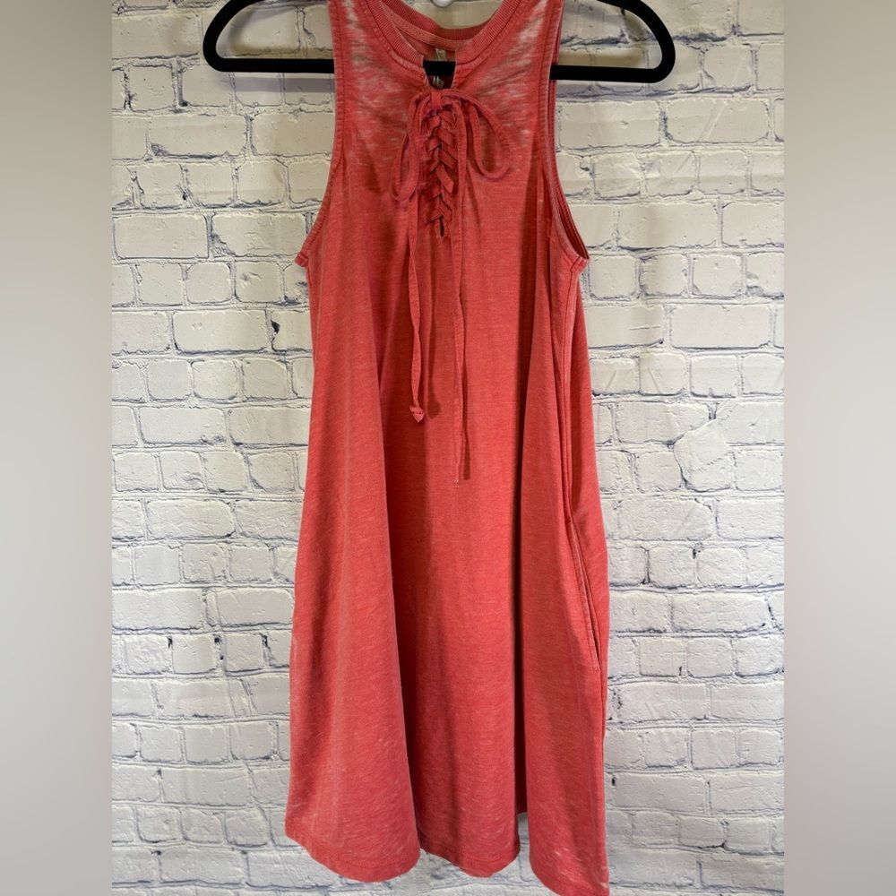 Z Supply Coral Lace-Up Sleeveless Mini Dress